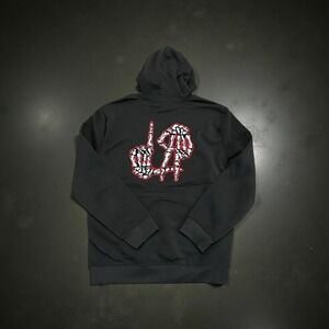 Members Only Black LA Skeleton Hand Graphic Pullover Hoodie Sweatshirt Size L